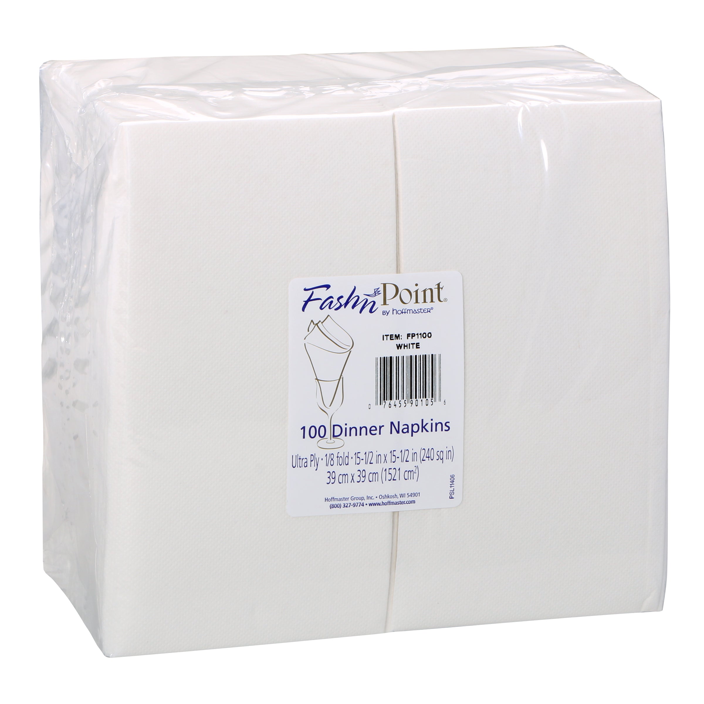 Napkin Dinner Fashnpoint White Ultra Ply Fold Paper 100 Each - 8 Per Case.