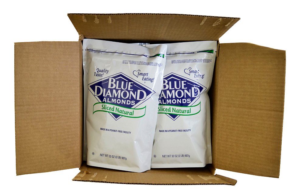Blue Diamond Almonds Almonds Natural Sliced 2 Pound Each - 4 Per Case.