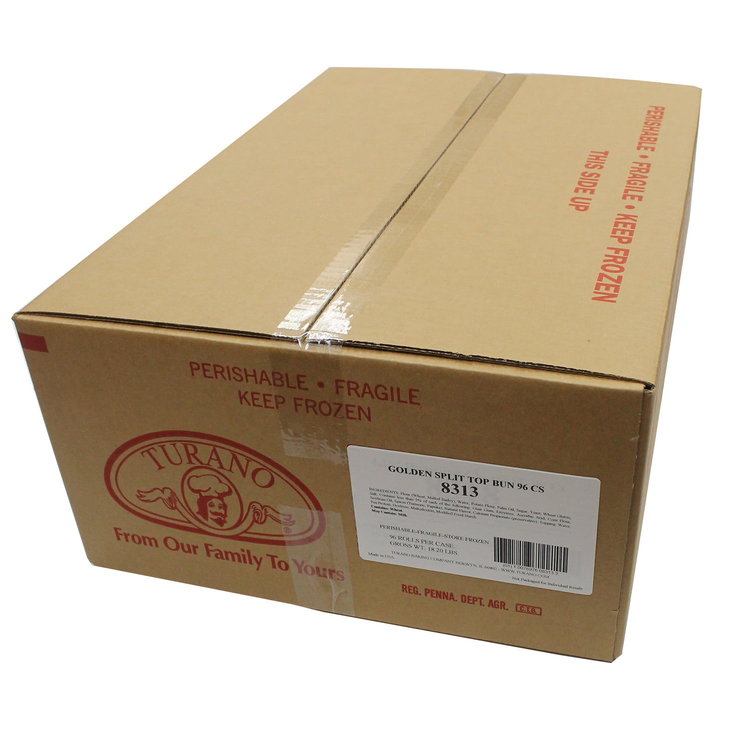 Golden Split Top Buns 2.7 Ounce Size - 96 Per Case.