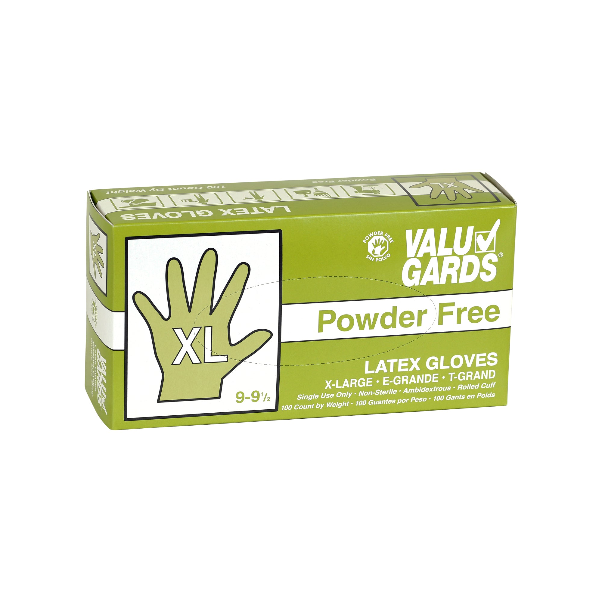 Glove Latex Valugard Powder Free Extra Large 100 Each - 10 Per Case.