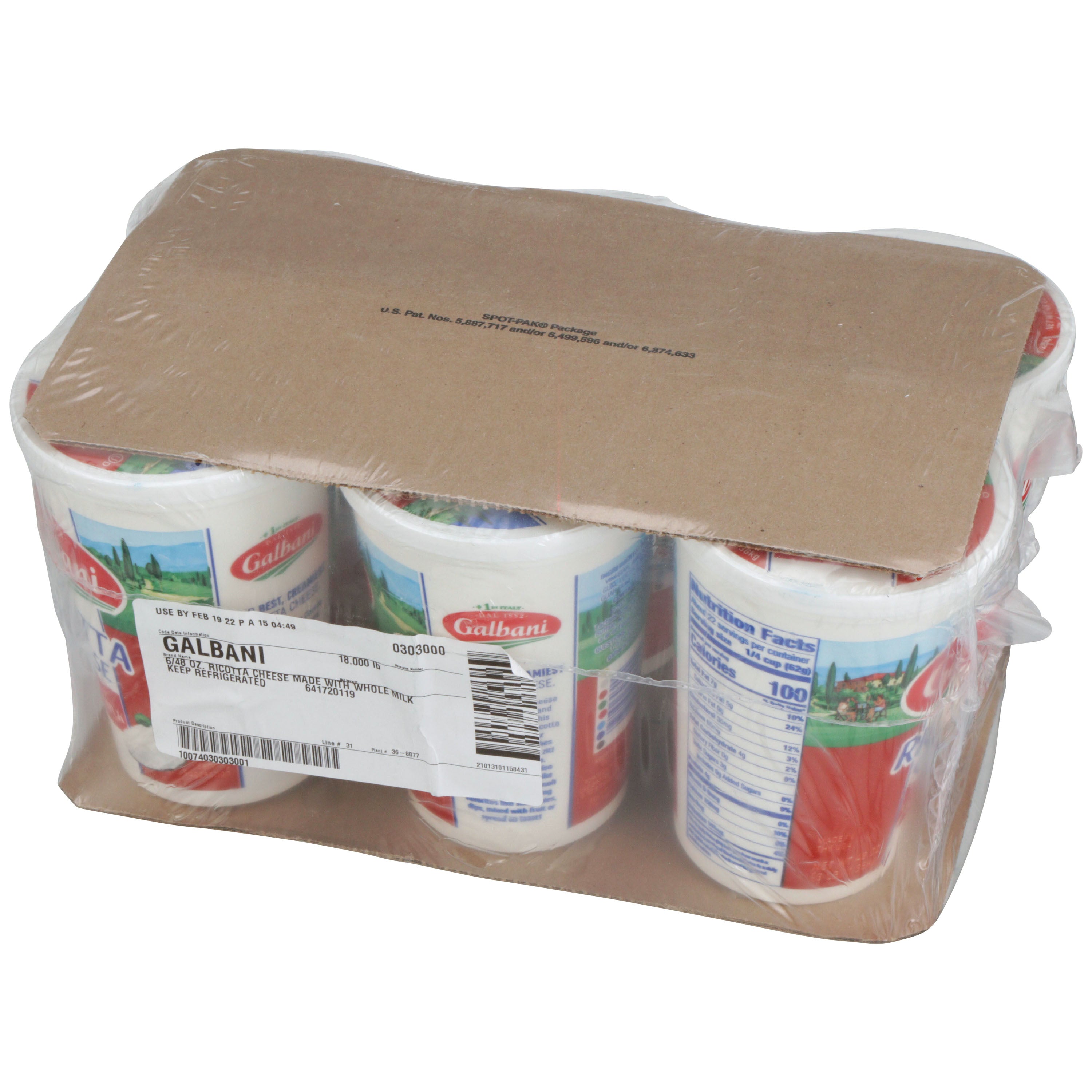 Galbani Ricotta Cheese Made With Whole Milk 48 Ounce Size - 6 Per Case.