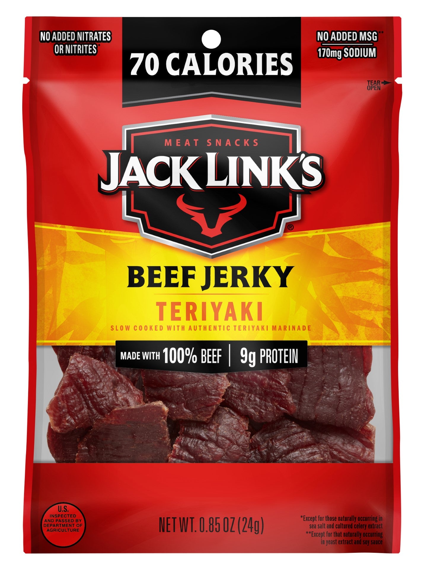 Jack Link's Teriyaki Beef Jerky Count 0.85 Ounce Size - 48 Per Case.