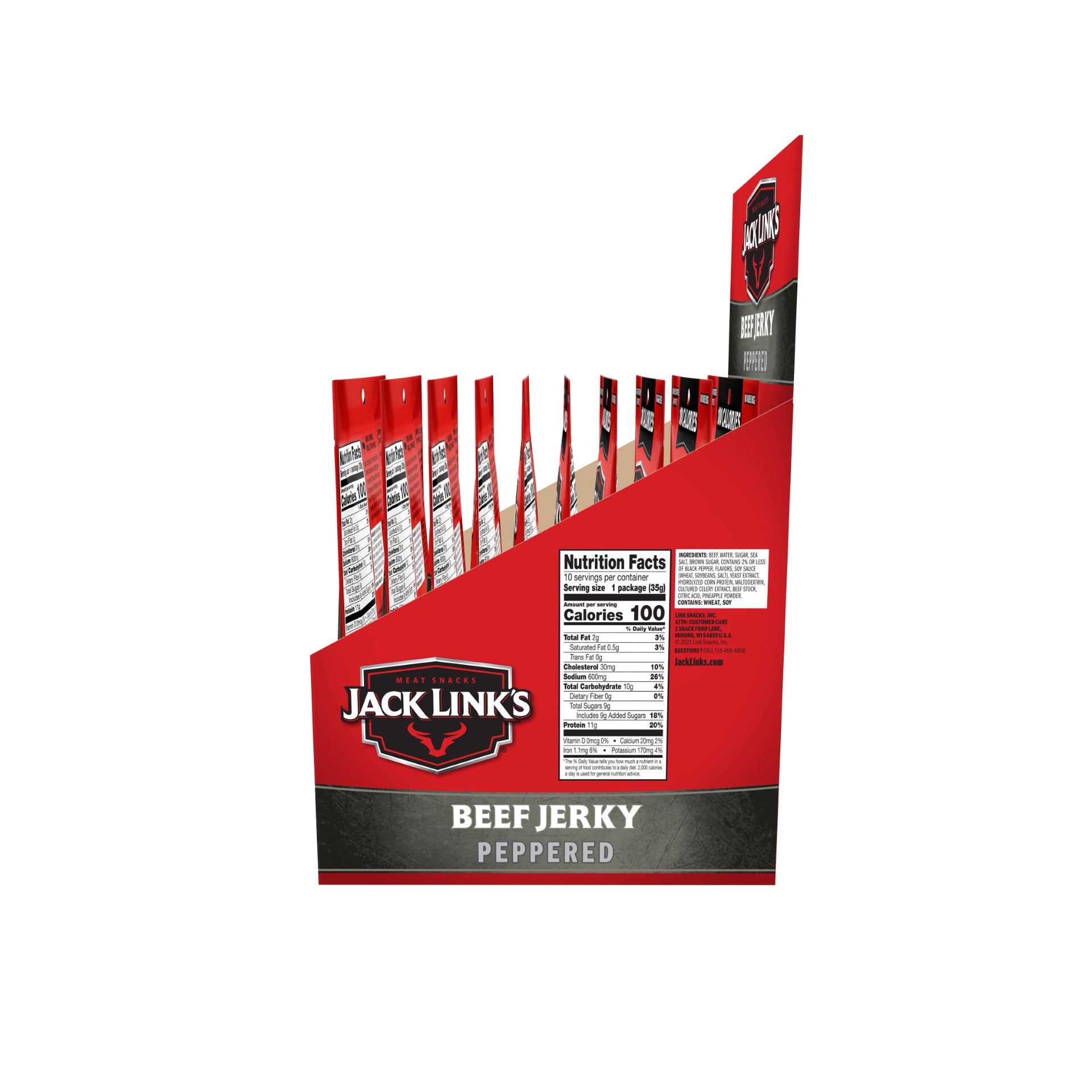 Jack Link's Peppered Beef Jerky 1.25 Ounce Size - 60 Per Case.