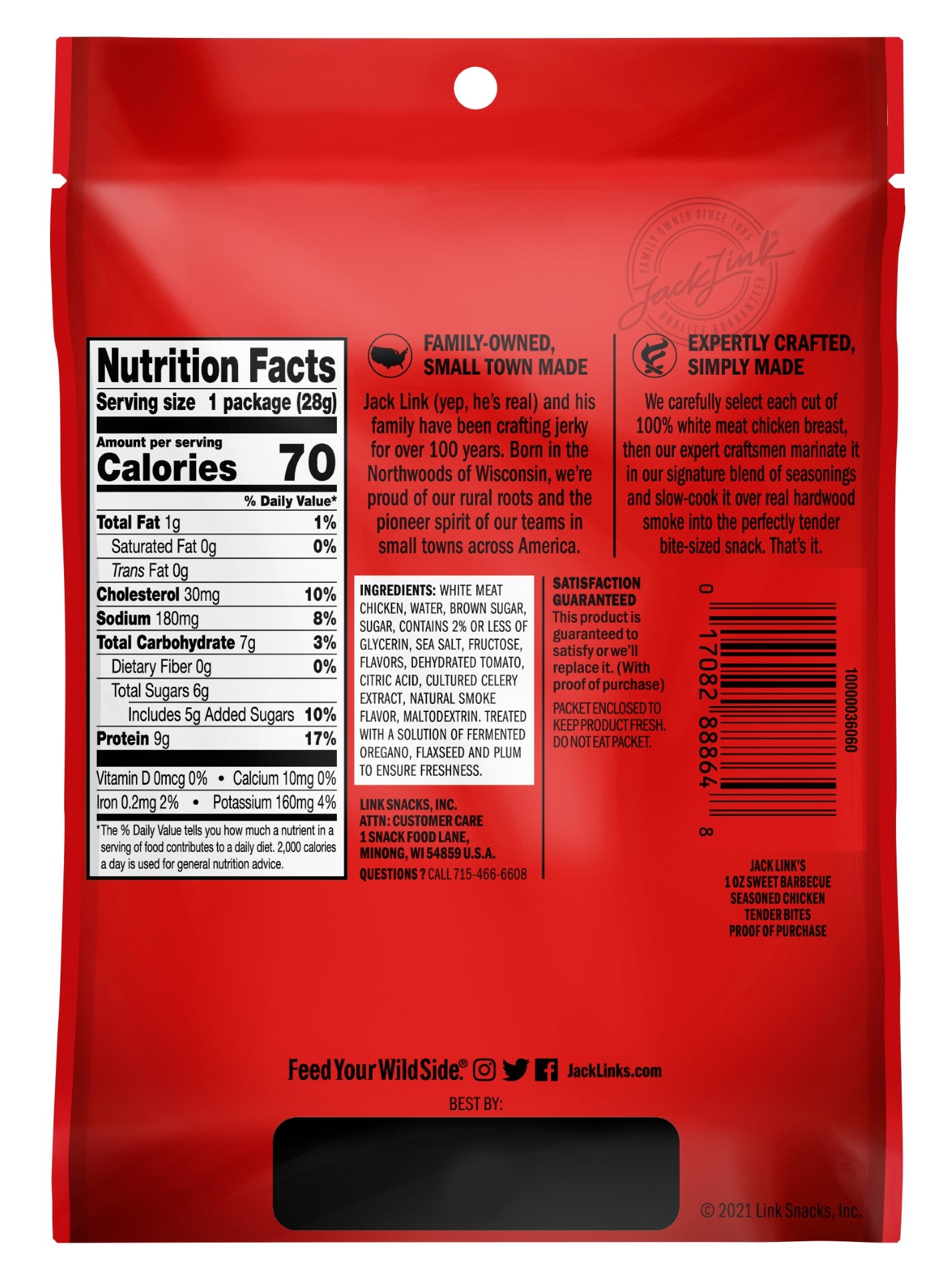 Jack Link's Sweet Barbeque Chicken Tenderbites1 Ounce Size - 48 Per Case.