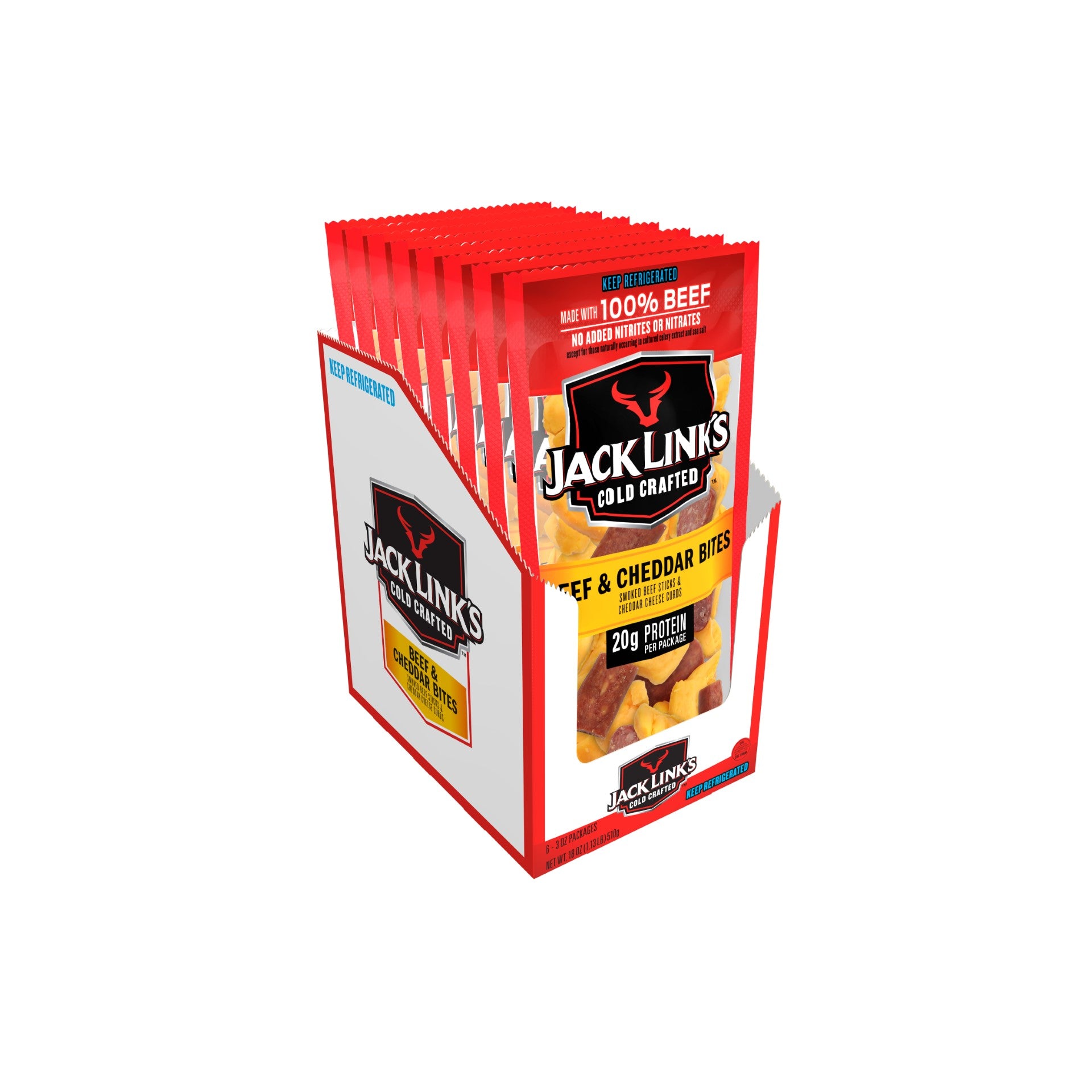 Jack Link's Original Beef & Cheddar Cheese Bites 3 Ounce Size - 36 Per Case.