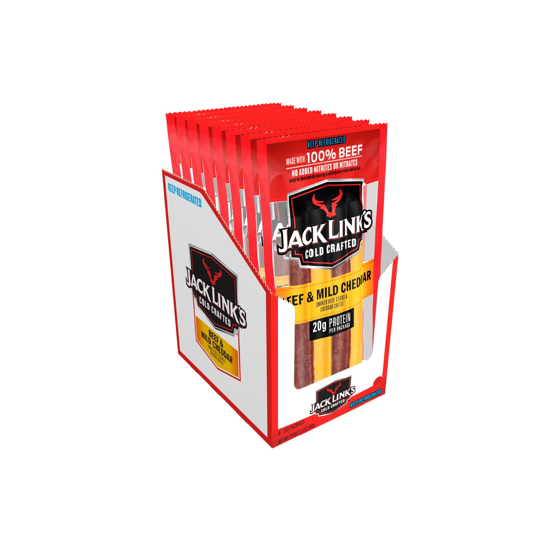 Jl Original Beef And Cheddar Cheese Sticks3 Ounce Size - 48 Per Case.