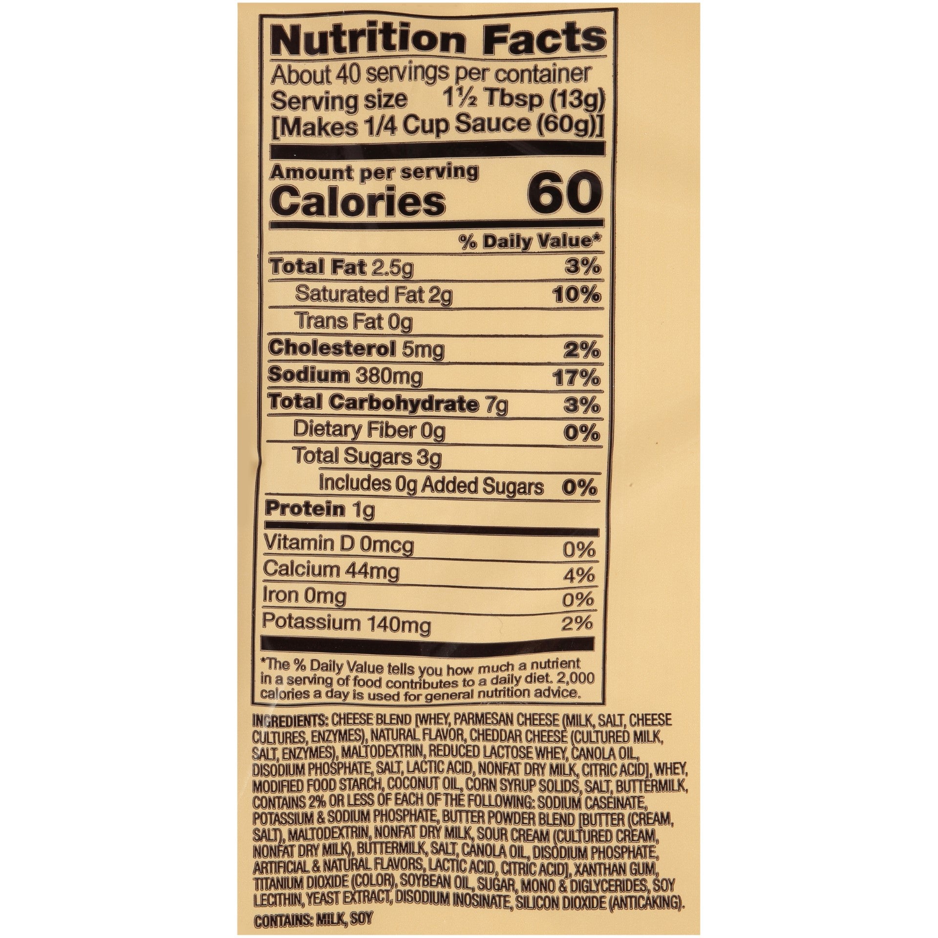 Foothill Farms Classic Alfredo Sauce Creamy Parmesan Instant Mix 19 Ounce Size - 8 Per Case.