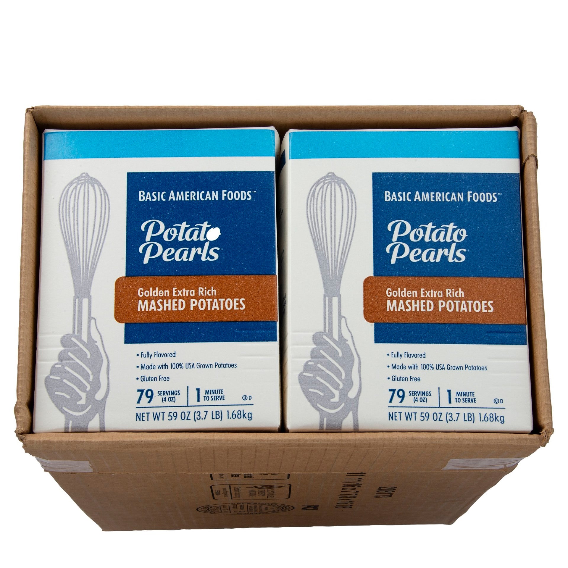 Potato Pearls® Golden Extra Rich Mashed Potatoes Seasoned Servings Per 3.7 Pound Each - 6 Per Case.