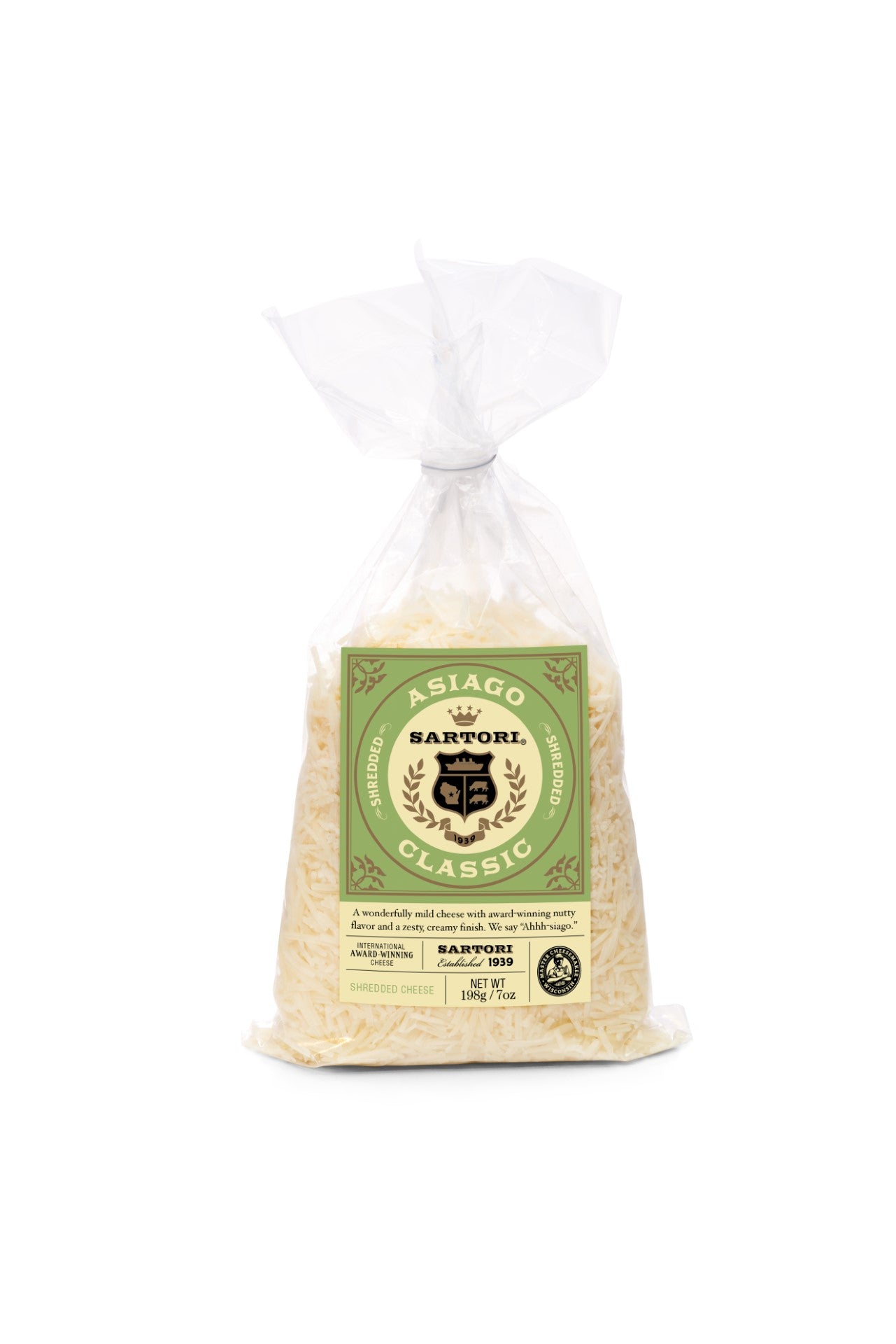 Asiago Cheese Bag Shredded 7 Ounce Size - 16 Per Case.