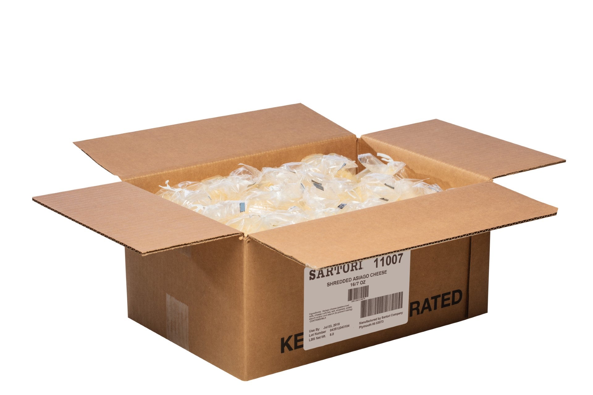 Asiago Cheese Bag Shredded 7 Ounce Size - 16 Per Case.