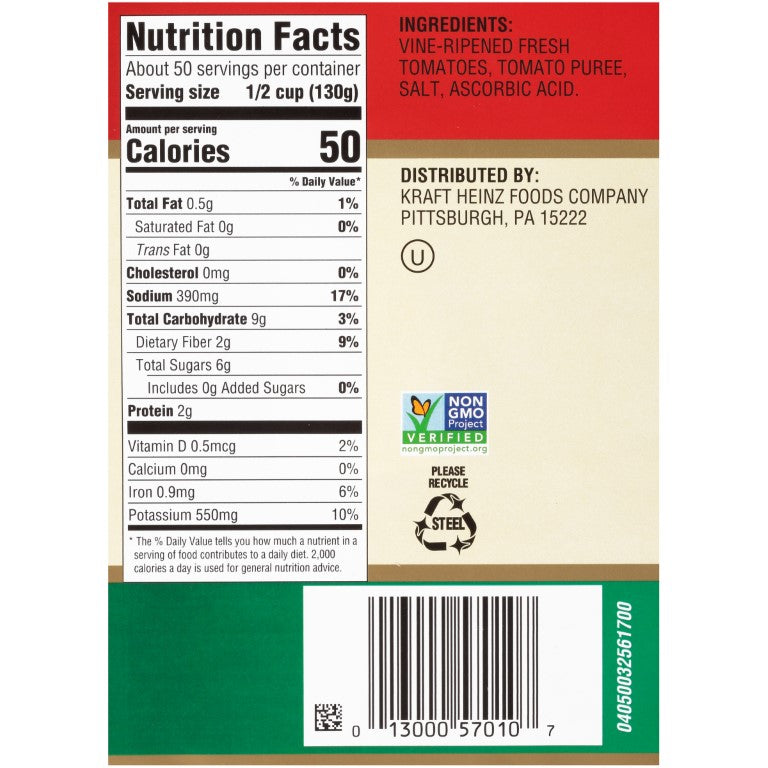 BELL ORTO Crushed Tomato in Puree 105 Ounce Can 6 Per Case