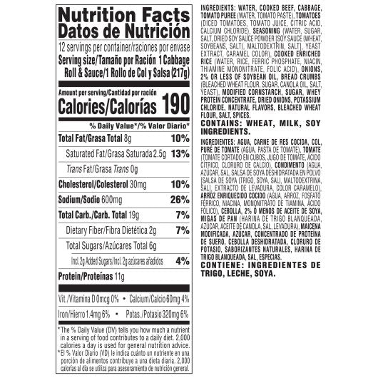 Stouffer's Stuffed Cabbage With Beef In Sauce Tray 92 Ounce Size - 4 Per Case.