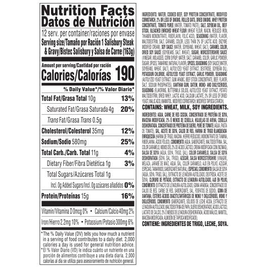 Stouffer's Salisbury Steak With Gravy Trays 69 Ounce Size - 4 Per Case.