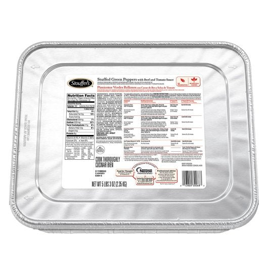 Stouffer's Stuffed Green Peppers With Beef And Tomato Sauce Tray 83 Ounce Size - 4 Per Case.
