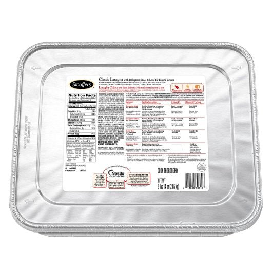 Stouffer's Classic Lasagna With Bolognese Sauce & Low Fat Ricotta Cheese 94 Ounce Size - 4 Per Case.