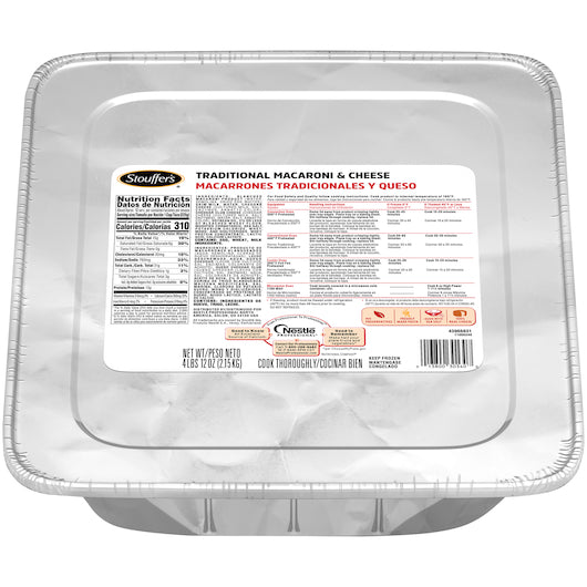 Stouffer's Traditional Macaroni & Cheese Frozen Tray 76 Ounce Size - 4 Per Case.