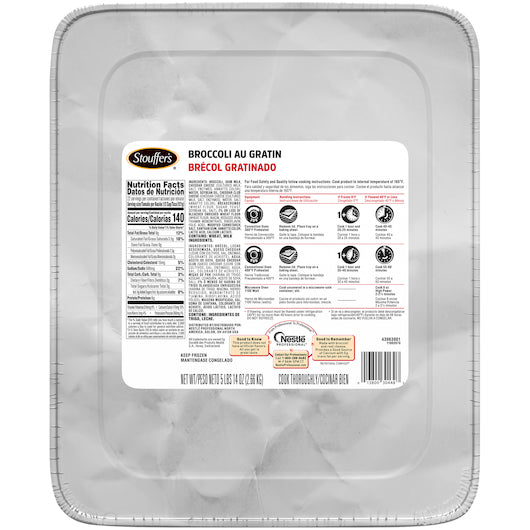 Stouffer's Broccoli Au Gratin Tray 94 Ounce Size - 4 Per Case.