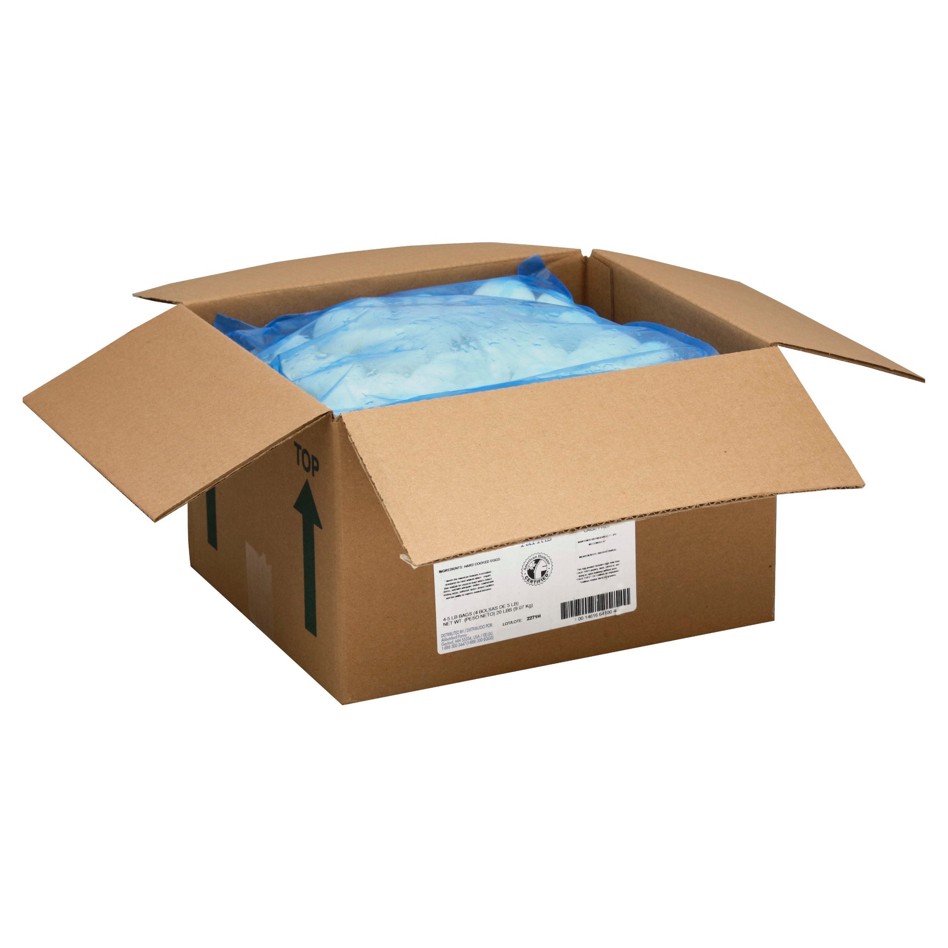 Egg Hard Cooked Dry Bag Cage Free 5 Pound Each - 4 Per Case.