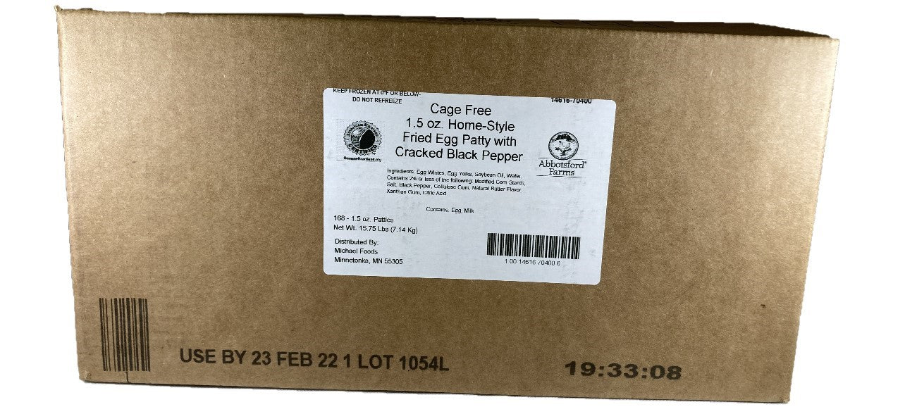 Abbotsford Farms® American Humane Certifiedcage Free Home Style Fried Egg With Cracked 15.75 Pound Each - 1 Per Case.