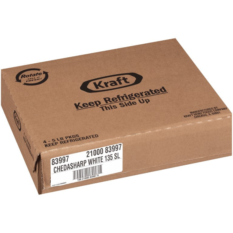 KRAFT ChedaSharp Sliced White Cheddar Cheese (135 Slices) 5 lb. 4 Per Case