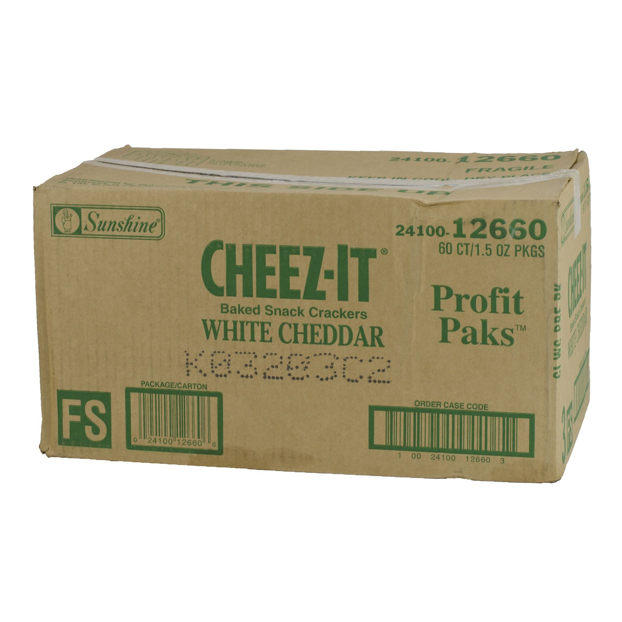 Kellogg's Cheez It Crackers White Cheddar1.5 Ounce Size - 60 Per Case.