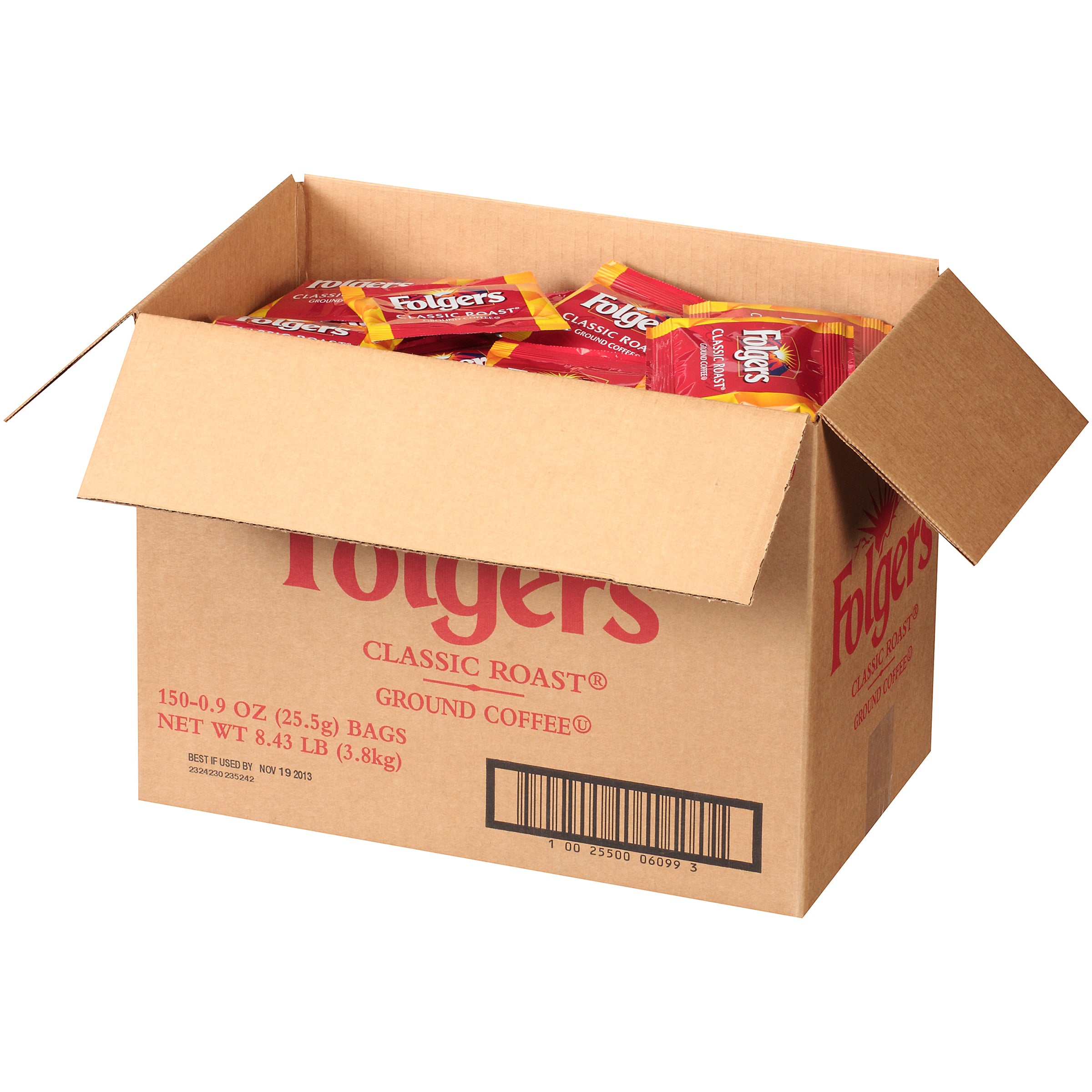 Folgers Caffeine Regular Fraction 0.9 Ounce Size - 150 Per Case.