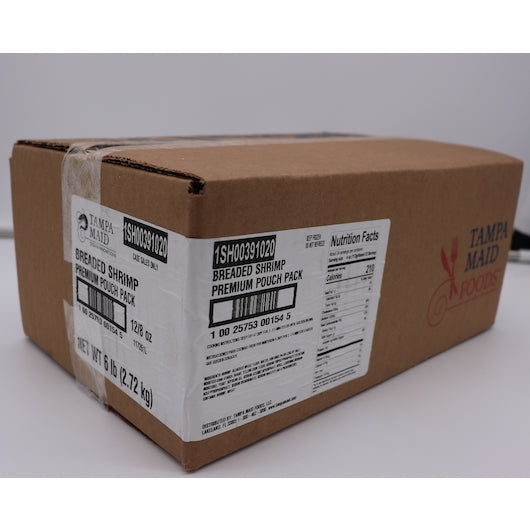 Tampa Maid Breaded Shrimp Tail Off Premium Pouch Pack 8 Ounce Size - 12 Per Case.