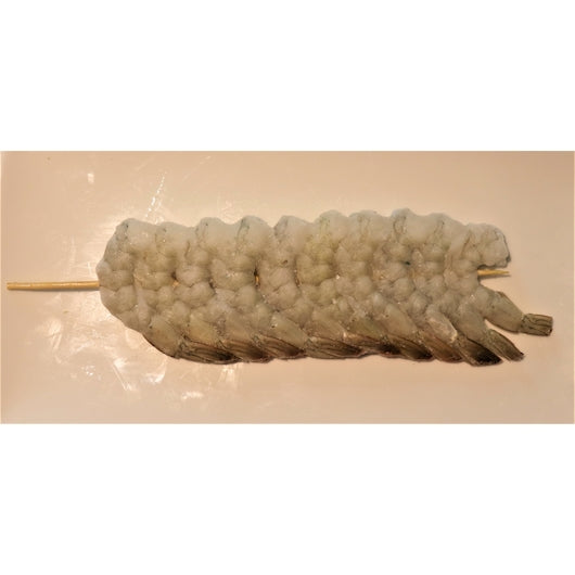 Tampa Maid Peeled And Deveined Tail On Skewered Shrimp Kabob 10 Count Packs - 60 Per Case.