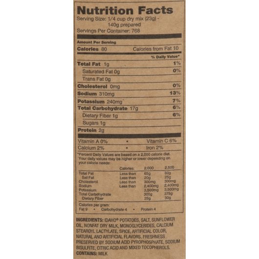 Idahoan Foods Real Mashed Potatoes Bulk 1-39 Pound Gluten Free; Kosher; Non-gmo 1-39 Pound