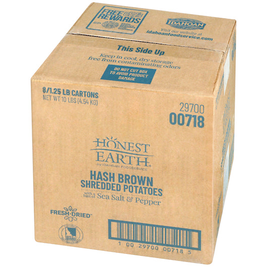 Honest Earth® Hash Brown Shredded Potatoes with A Hint Of Sea Salt & Pepper 1.25 Pound Each - 8 Per Case.
