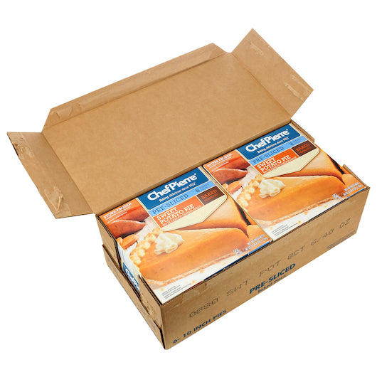 Chef Pierre Sweet Potato Pre-Sliced 8 Slices 10" Pie 2.5 Pound Each - 6 Per Case.