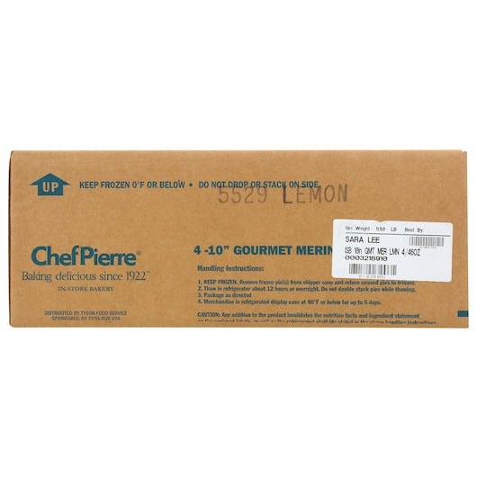 Chef Pierre 10" Gourmet Lemon Meringue Pie 46 Ounce Size - 4 Per Case.