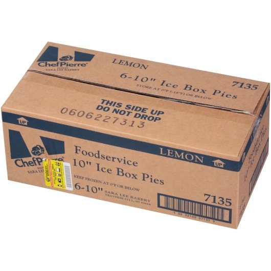 Chef Pierre Lemon Ice Box 10" Pie 34 Ounce Size - 6 Per Case.