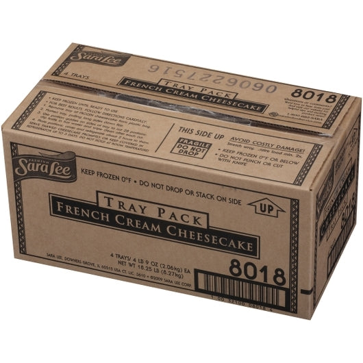 Sara Lee French Cream Cheesecake Tray 4.562 Pound Each - 4 Per Case.