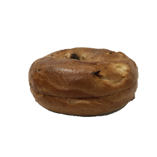 Bimbo Bakehouse Bagel Thaw 'N' Serve Sliced Cinnamon Raisin Bagel 6 Count Packs - 12 Per Case.