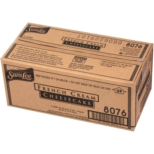 Sara Lee 10" Round Plain French Cream Cheesecake 2.625 Pound Each - 8 Per Case.