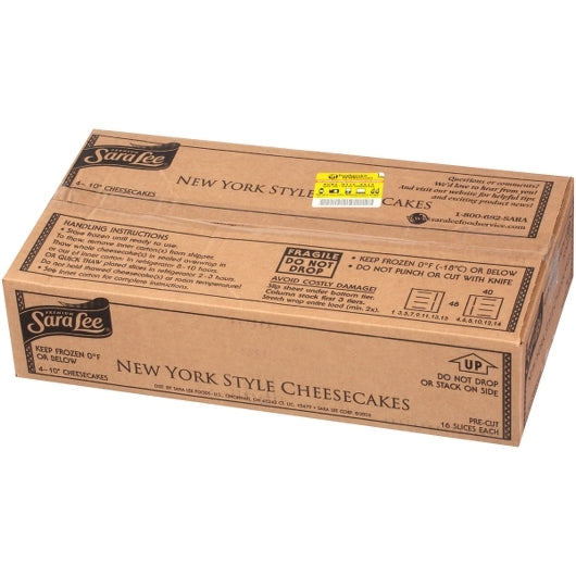 Sara Lee Restaurant Reserve New York Style 10" Traditional Cheesecake 4.437 Pound Each - 4 Per Case.