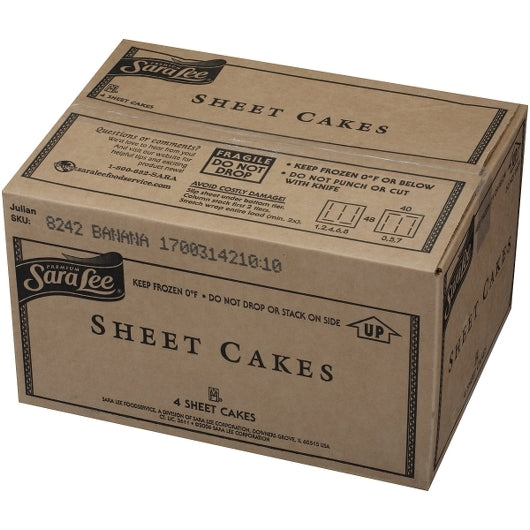 Sara Lee Iced Banana Sheet 12X16 Cake 75 Ounce Size - 4 Per Case.
