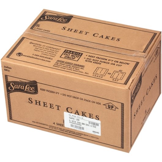 Sara Lee Iced 12X16 Sheet German Chocolate Cake 75 Ounce Size - 4 Per Case.