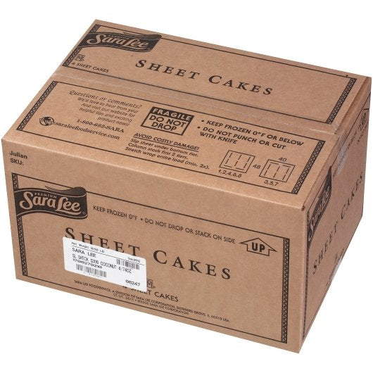 Sara Lee 12"X16" Coconut Sheet Cake 4.625 Pound Each - 4 Per Case.