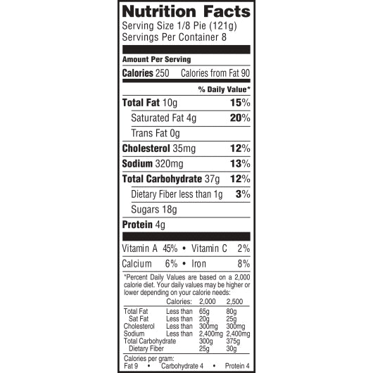 Sara Lee Pumpkin Pie 2.125 Pound Each - 6 Per Case.