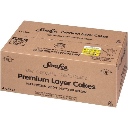 Sara Lee Premium 9" Double Chocolate Layer Round Cake 3.312 Pound Each - 4 Per Case.