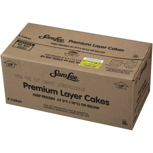 Sara Lee Premium 9" 14 Slices Carrot Layer Cake 3.687 Pound Each - 4 Per Case.