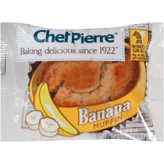 Chef Pierre Whole Grain Individually Wrapped Banana Muffin 2 Ounce Size - 48 Per Case.