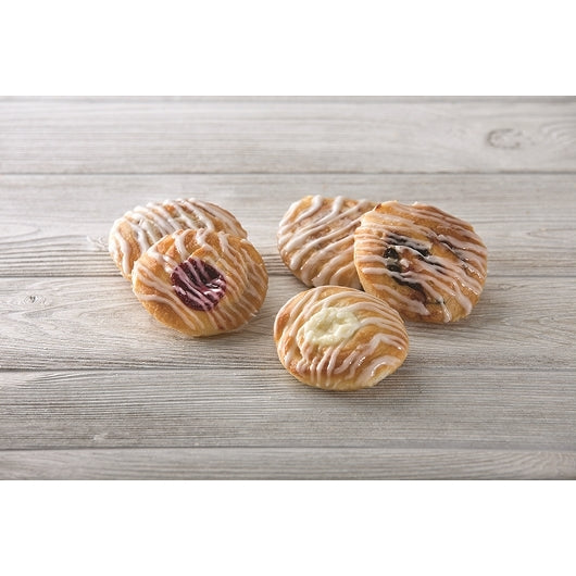 Chef Pierre Thaw N Serve Variety Pack Danishes 1 Count Packs - 5 Per Case.