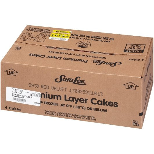 Sara Lee Premium 9" Red Velvet Layer Round Cake 3.312 Pound Each - 4 Per Case.
