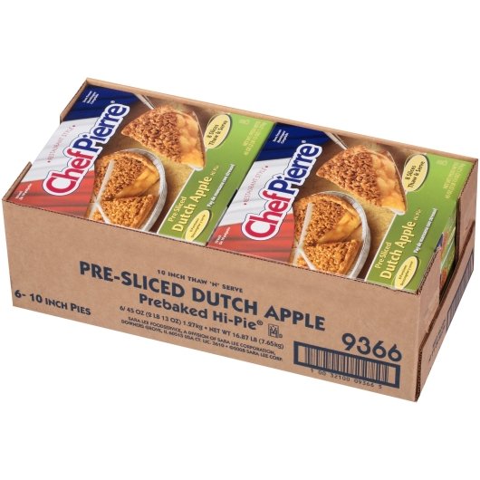Chef Pierre Hi-Pie Dutch Apple Pre-Sliced 8 Slices Pie 2.812 Pound Each - 6 Per Case.