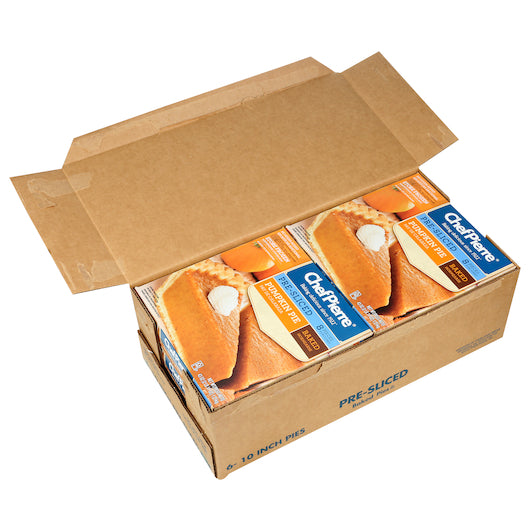 Chef Pierre Pumpkin 8 Slices Pre-Baked No Sugar Added 10" Pie 2.687 Pound Each - 6 Per Case.