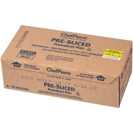 Chef Pierre 10" 10 Slice Pre-Baked Apple Pie 2.125 Pound Each - 6 Per Case.