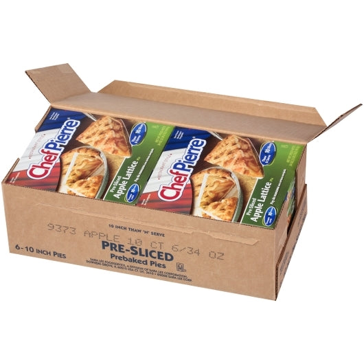 Chef Pierre 10" 10 Slice Pre-Baked Apple Pie 2.125 Pound Each - 6 Per Case.